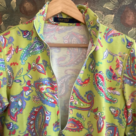 Ralph Lauren Polo Golf Half Zip Pullover Paisley Print French Terry Bright Color - Picture 7 of 11